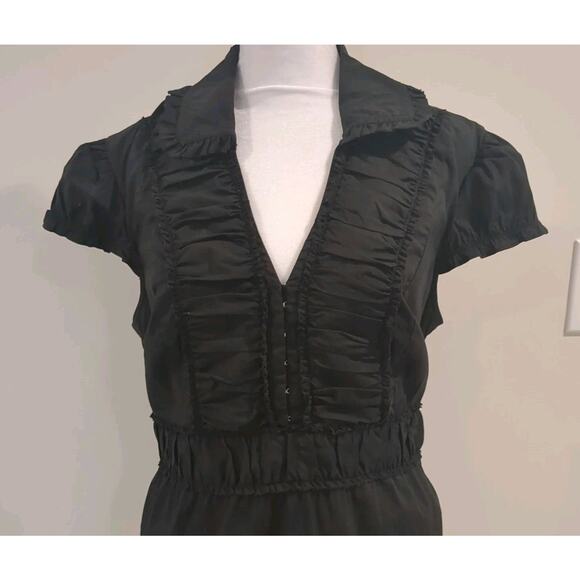 Y2K Vintage G by Guess Black Babydoll Blouse Gothic Whimsigoth Dark Romantic - Picture 2 of 15